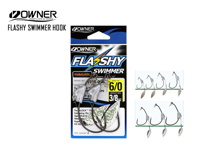 Owner 5164 Flashy Swimmer with CPS (Weight: 3/16oz, Hook Size: 3/0, Pack: 2pcs)